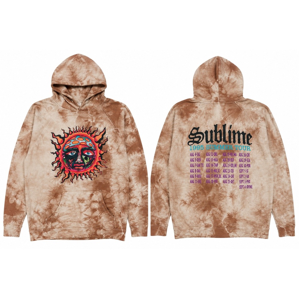 Sublime Hoodie Unisex M Brown Tie Dye 1995 Summer Tour Sun Graphic Pullover 90s
